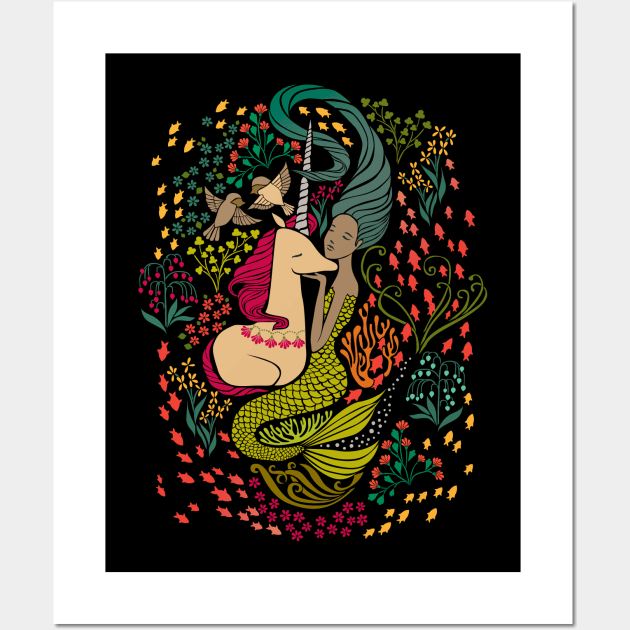 The Mermaid and the Unicorn Wall Art by Cecilia Mok